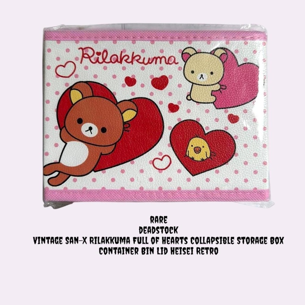 RARE DEADSTOCK VTG. RILAKKUMA FULL OF HEARTS STORAGE BOX NEW